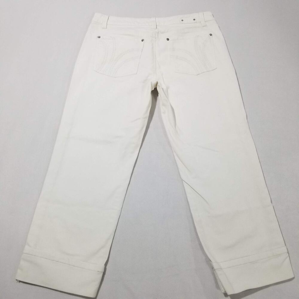 White House Black Market "Blanc" Jeans Size 8 White Cuffed Crop Embroidered - Picture 3 of 9